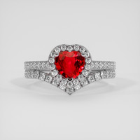 0.81 Ct. Ruby Ring, 18K White Gold 1