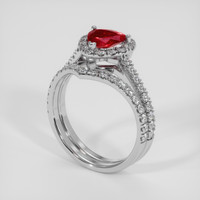 0.87 Ct. Ruby Ring, 18K White Gold 2
