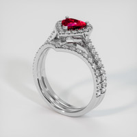 1.08 Ct. Ruby Ring, 18K White Gold 2