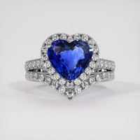 3.03 Ct. Blue Sapphire Ring, 18K White Gold 1