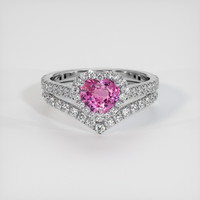 1.06 Ct. Pink Sapphire Ring, 18K White Gold 1