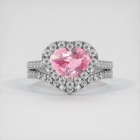 2.01 Ct. Pink Sapphire Ring, 18K White Gold 1