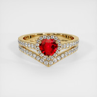 0.81 Ct. Ruby Ring, 14K Yellow Gold 1