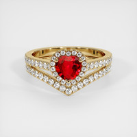 0.81 Ct. Ruby Ring, 18K Yellow Gold 1