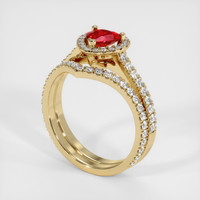 0.81 Ct. Ruby Ring, 18K Yellow Gold 2