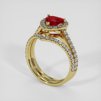 1.02 Ct. Ruby Ring, 18K Yellow Gold 2
