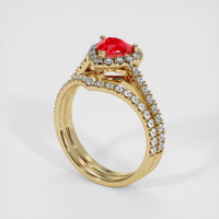1.03 Ct. Ruby Ring, 18K Yellow Gold 2
