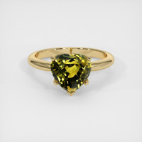 4.22 Ct. Greenish Brown Sapphire Ring, 18K Yellow Gold 1