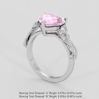 3.13 Ct. Pink Sapphire Ring, Platinum 950 2