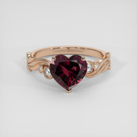 3.47 Ct. Purplish Red Rhodolite Garnet Ring, 14K Rose Gold 1