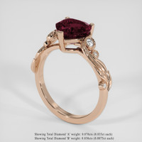 3.47 Ct. Purplish Red Rhodolite Garnet Ring, 18K Rose Gold 2