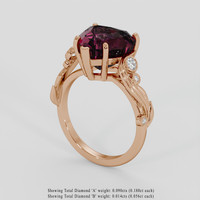 8.68 Ct. Purplish Pink Rhodolite Garnet Ring, 18K Rose Gold 2