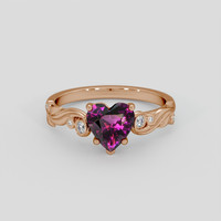 1.81 Ct. Pinkish Purple Rhodolite Garnet Ring, 18K Rose Gold 1