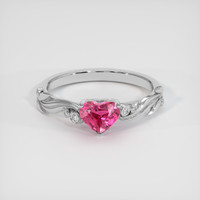 1.15 Ct. Reddish Pink Sapphire Ring, 10K White Gold 1