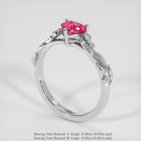 1.15 Ct. Reddish Pink Sapphire Ring, 10K White Gold 2