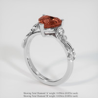2.05 Ct. Padparadscha Sapphire Ring, 14K White Gold 2