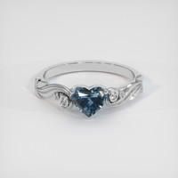 1.20 Ct. Greyish Blue Sapphire Ring, 14K White Gold 1