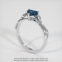 1.20 Ct. Greyish Blue Sapphire Ring, 14K White Gold 2