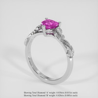 0.99 Ct. Pinkish Purple Sapphire Ring, 14K White Gold 2