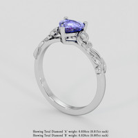 1.02 Ct. Blue Sapphire Ring, 14K White Gold 2