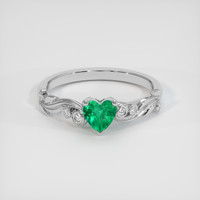 0.39 Ct. Emerald Ring, 18K White Gold 1
