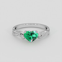 0.65 Ct. Emerald Ring, 18K White Gold 1