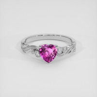 0.99 Ct. Pinkish Purple Sapphire Ring, 18K White Gold 1