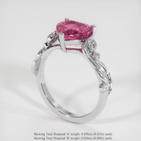 2.02 Ct. Purplish Pink Sapphire Ring, 18K White Gold 2