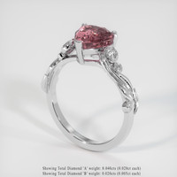 1.69 Ct. Pink Sapphire Ring, 18K White Gold 2
