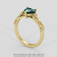 1.18 Ct. Bluish Green Sapphire Ring, 14K Yellow Gold 2