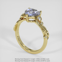 3.66 Ct. Blue Sapphire Ring, 18K Yellow Gold 2