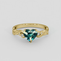 1.18 Ct. Bluish Green Sapphire Ring, 18K Yellow Gold 1