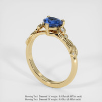0.79 Ct. Blue Sapphire Ring, 18K Yellow Gold 2