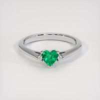 0.39 Ct. Emerald Ring, 18K White Gold 1