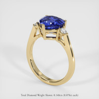 3.57 Ct. Blue Sapphire Ring, 18K Yellow Gold 2