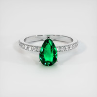 1.36 Ct. Emerald Ring, 18K White Gold 1