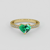 0.65 Ct. Emerald Ring, 18K Yellow Gold 1