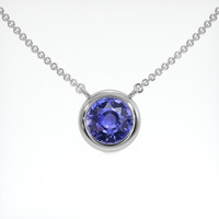 1.13 Ct. Purplish Blue Sapphire Necklace, 18K White Gold 1