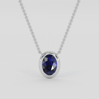 1.13 Ct. Blue Sapphire Necklace, 18K White Gold 1