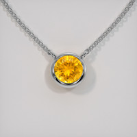 1.00 Ct. Yellowish Orange Sapphire Necklace, 18K White Gold 1