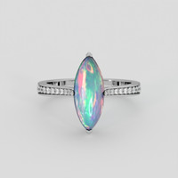 1.73 Ct. Multi Color Crystal Opal (Jelly Opal) Ring, Silver 1