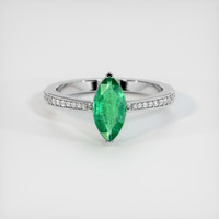 0.92 Ct. Emerald Ring, 18K White Gold 1