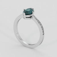 1.38 Ct. Bluish Green Sapphire Ring, 18K White Gold 2