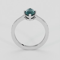 1.38 Ct. Bluish Green Sapphire Ring, 18K White Gold 3