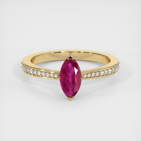0.65 Ct. Ruby Ring, 14K Yellow Gold 1