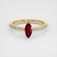 0.58 Ct. Ruby Ring, 14K Yellow Gold 1