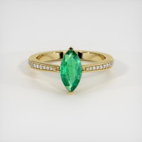 0.92 Ct. Emerald Ring, 18K Yellow Gold 1