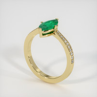 0.92 Ct. Emerald Ring, 18K Yellow Gold 2