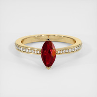 0.76 Ct. Ruby Ring, 18K Yellow Gold 1