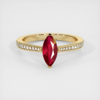 0.72 Ct. Ruby Ring, 18K Yellow Gold 1